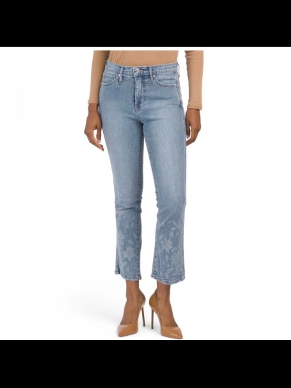 Sam Edelman Light Blue Floral Hem Cropped Jeans
